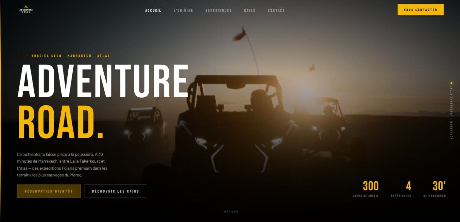 Adventure Road — site web conçu et développé par Mouhcine Zhirou, développeur web full stack freelance