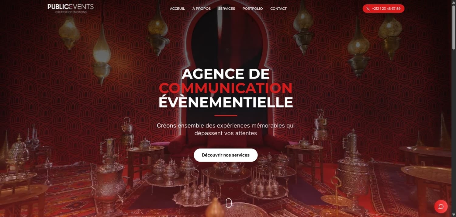 Public Events Website — site web conçu et développé par Mouhcine Zhirou, développeur web full stack freelance
